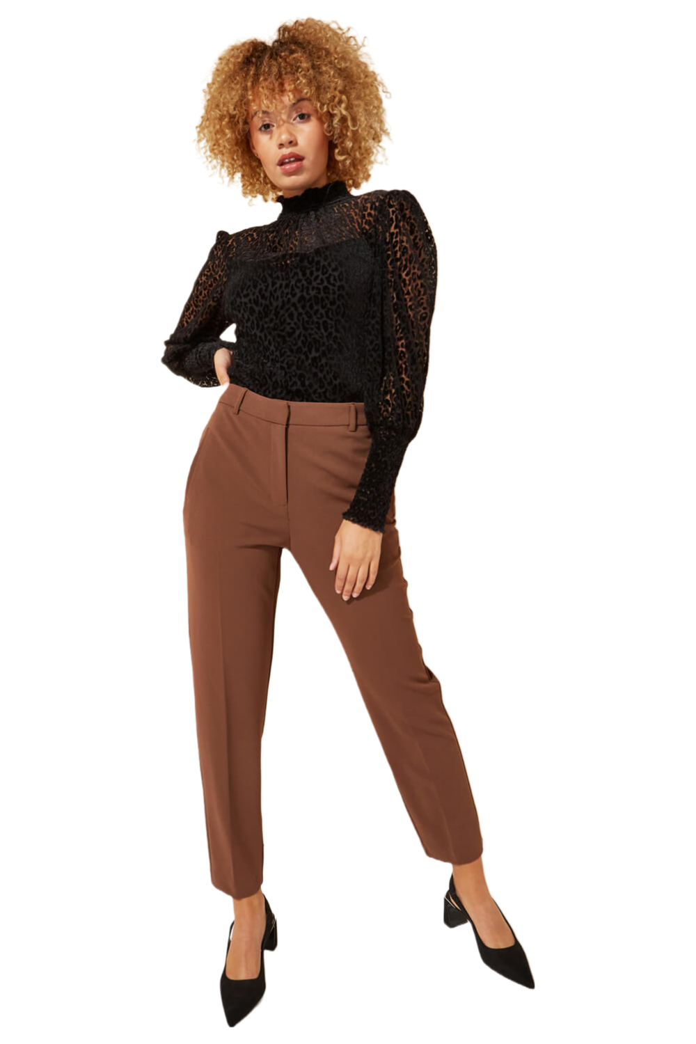 Roman Chocolate Long Straight Leg Stretch Trouser - 6 Image 3