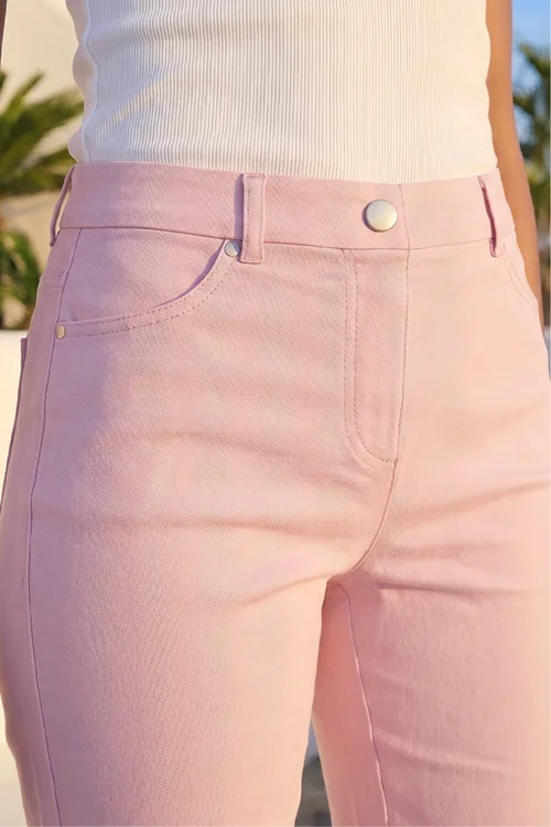 Roman Pink Elastic Waist Turn Up Stretch Shorts - 16 Image 4