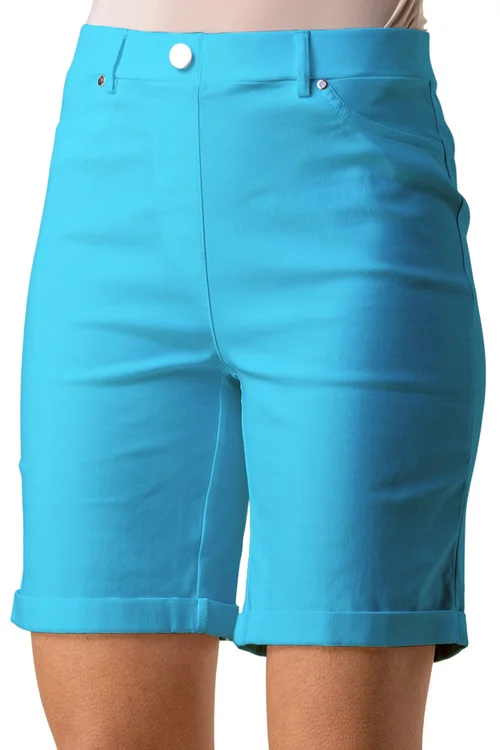 Roman Turquoise Turn Up Stretch Shorts - 10 Image 1
