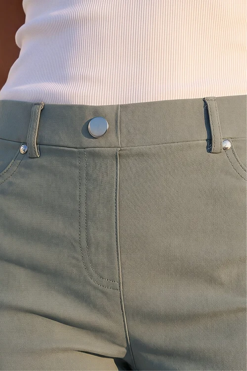 Roman Khaki Elastic Waist Turn Up Stretch Shorts - 22 Image 4