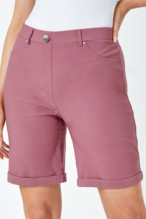 Roman Biscuit Elastic Waist Turn Up Stretch Shorts - 10 Image 1