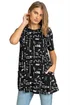 Roman Black Abstract Pocket Stretch Swing Tunic Top - Size 18 Image 1