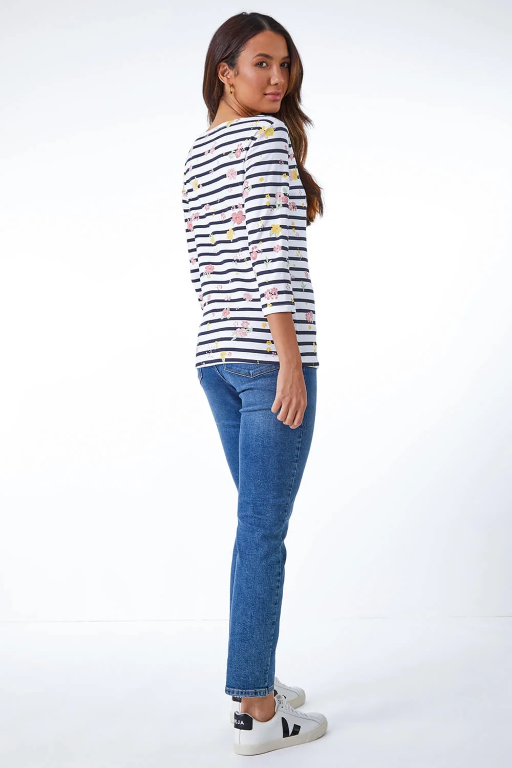 Roman Ivory Floral Print Stripe Top - 6 Image 4