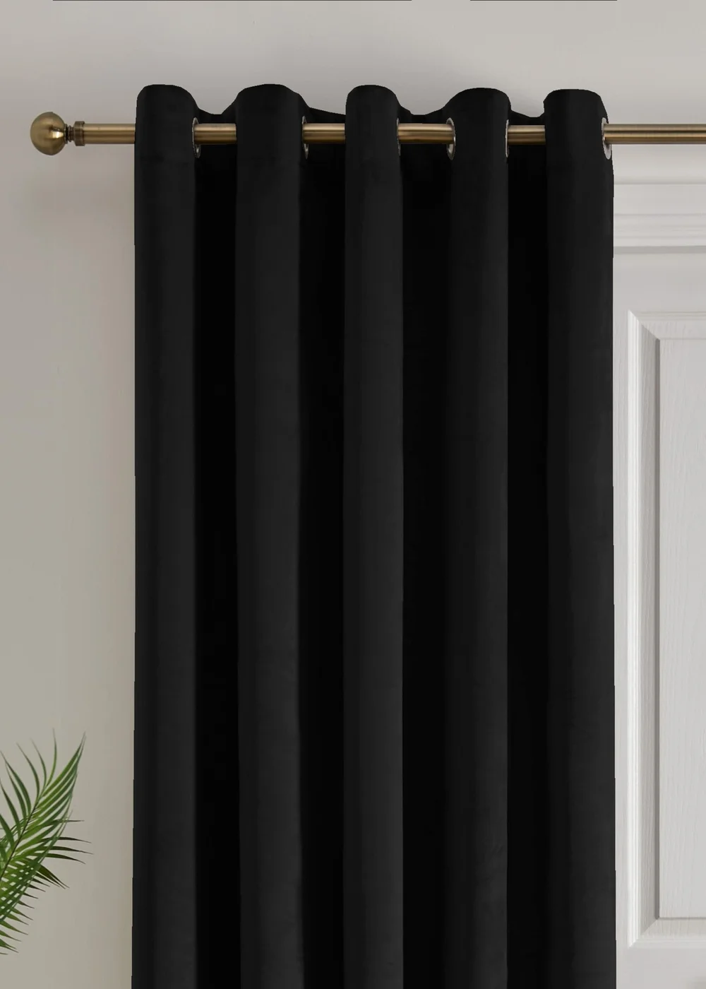 Laurence Llewelyn-Bowen Montrose Velvet Blackout Black Eyelet Single Panel Door Curtain - 66W X 84D (168x213) Image 2