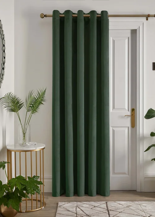 Laurence Llewelyn-Bowen Montrose Velvet Blackout Green Eyelet Single Panel Door Curtain - 66W X 84D (168x213) Image 1