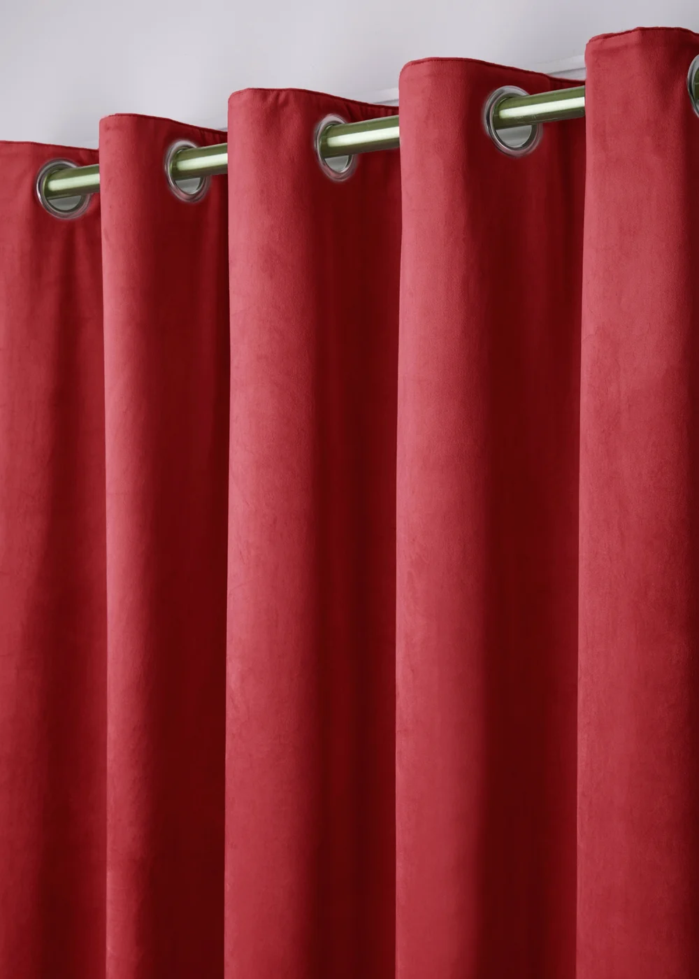 Laurence Llewelyn-Bowen Montrose Velvet Blackout Red Eyelet Single Panel Door Curtain - 66W X 84D (168x213) Image 2