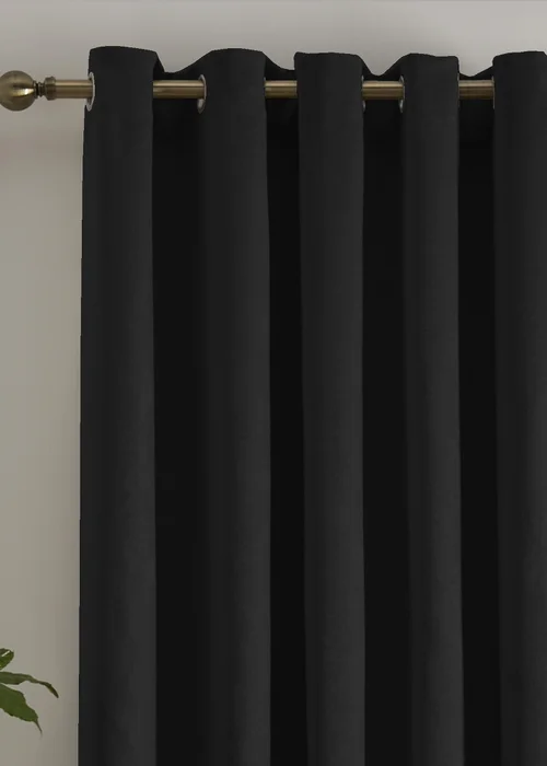Fusion Strata Dimout Black Eyelet Single Panel Door Curtain - ZAJ Image 2
