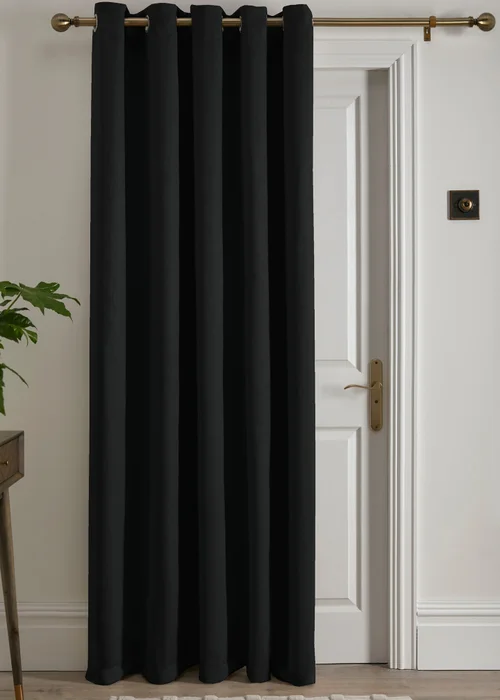 Fusion Strata Dimout Black Eyelet Single Panel Door Curtain - ZAJ Image 1