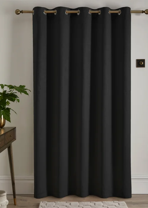 Fusion Strata Dimout Black Eyelet Single Panel Door Curtain - ZAJ Image 3