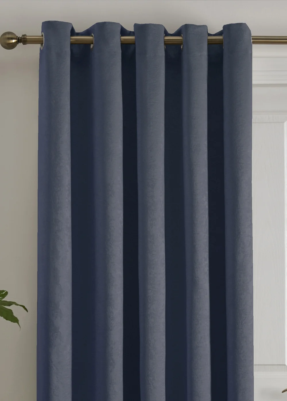 Fusion Strata Dimout Navy Eyelet Single Panel Door Curtain - ZAJ Image 2