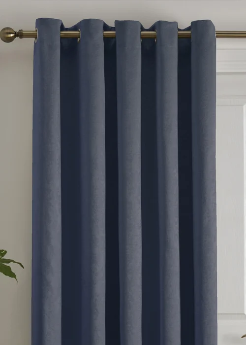 Fusion Strata Dimout Navy Eyelet Single Panel Door Curtain - ZAJ Image 2