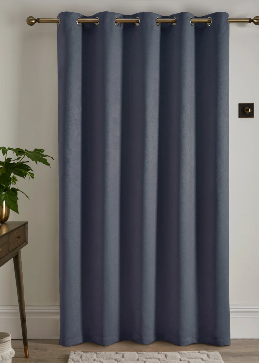 Fusion Strata Dimout Navy Eyelet Single Panel Door Curtain - ZAJ Image 3