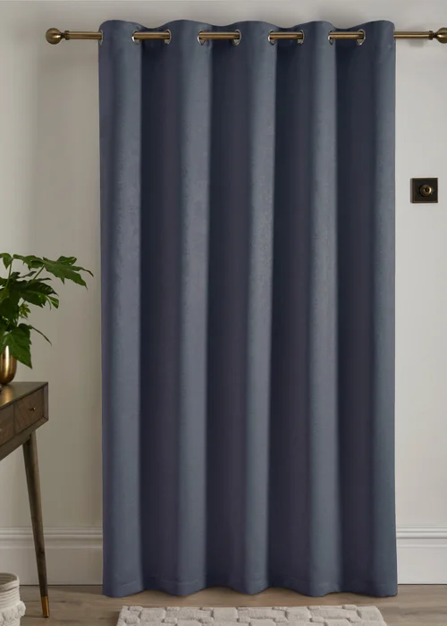 Fusion Strata Dimout Navy Eyelet Single Panel Door Curtain - ZAJ Image 3