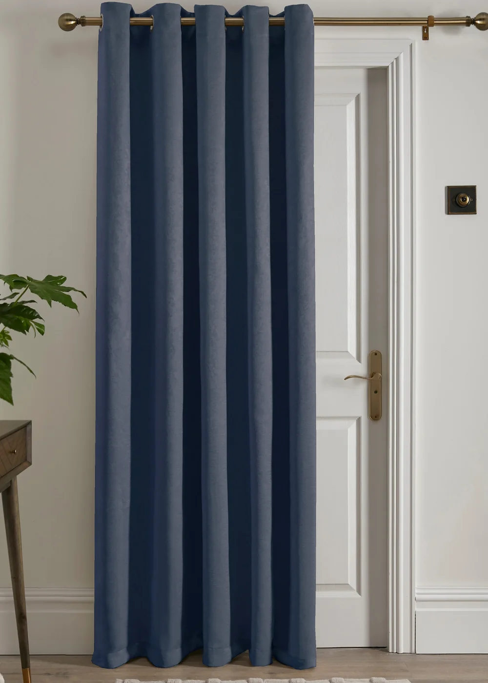Fusion Strata Dimout Navy Eyelet Single Panel Door Curtain - ZAJ Image 1