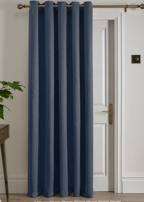 Fusion Strata Dimout Navy Eyelet Single Panel Door Curtain - ZAJ Image 1