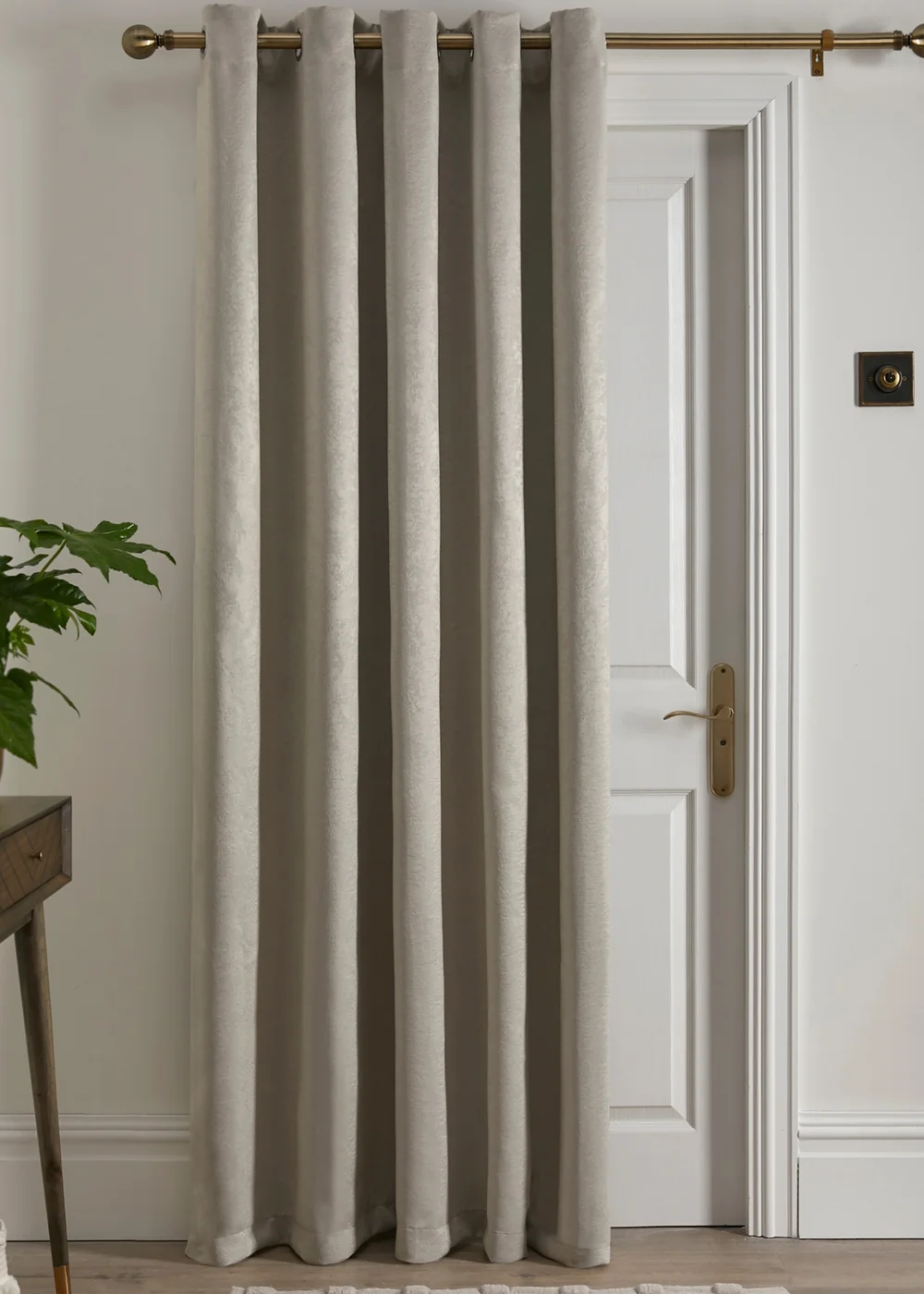 Fusion Strata Dimout Natural Eyelet Single Panel Door Curtain - 66W X 84D (168x213) Image 1