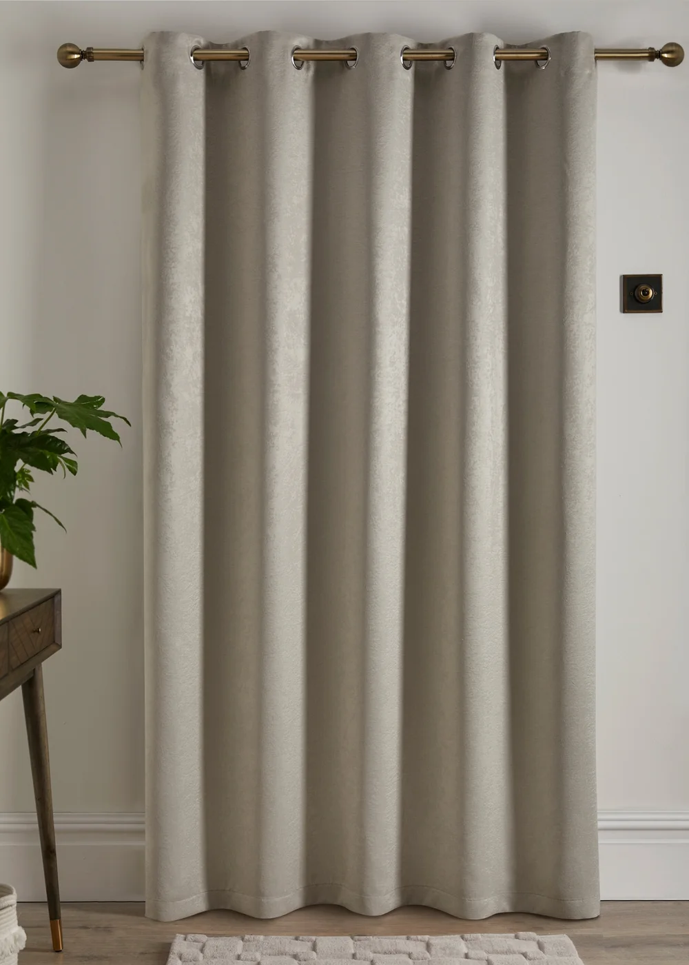 Fusion Strata Dimout Natural Eyelet Single Panel Door Curtain - 66W X 84D (168x213) Image 3