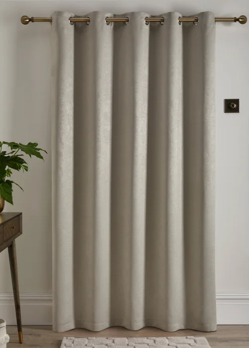 Fusion Strata Dimout Natural Eyelet Single Panel Door Curtain - 66W X 84D (168x213) Image 3