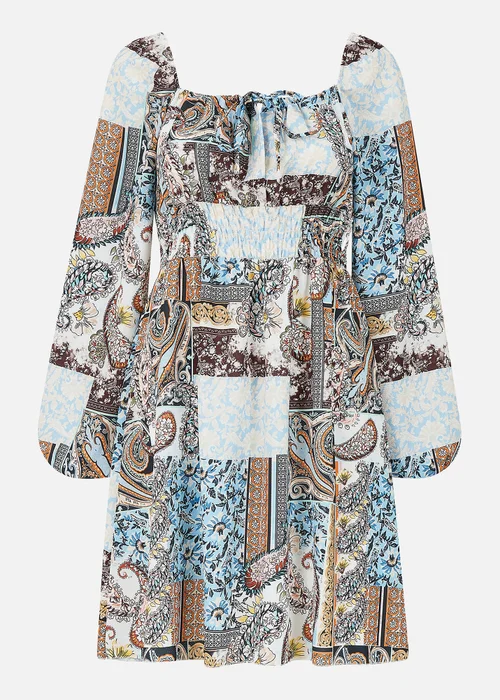 Mela Paisley Printed Bardot Skater Dress - 8 Image 4