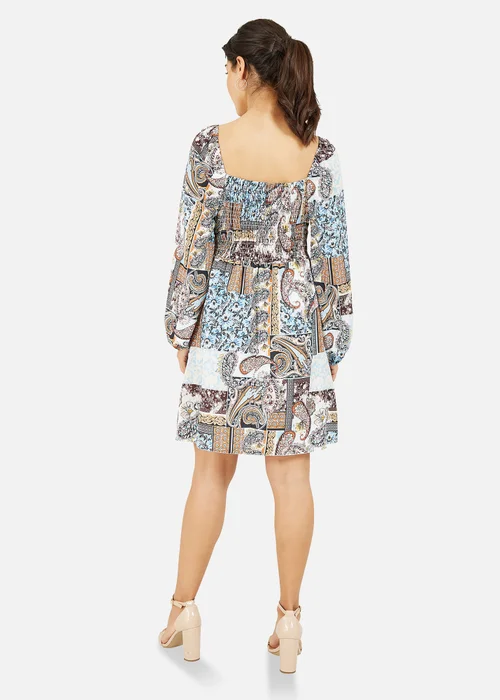 Mela Paisley Printed Bardot Skater Dress - 8 Image 2
