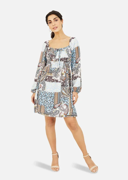 Mela Paisley Printed Bardot Skater Dress - 8 Image 1