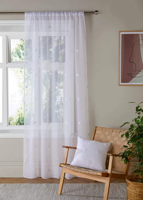 Appletree Boutique Zara White Voile Panel - 55W X 54D (140x137cm) Image 1