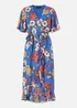 Mela Blue Bouquet Wrap Front Midi Dress - 10 Image 4