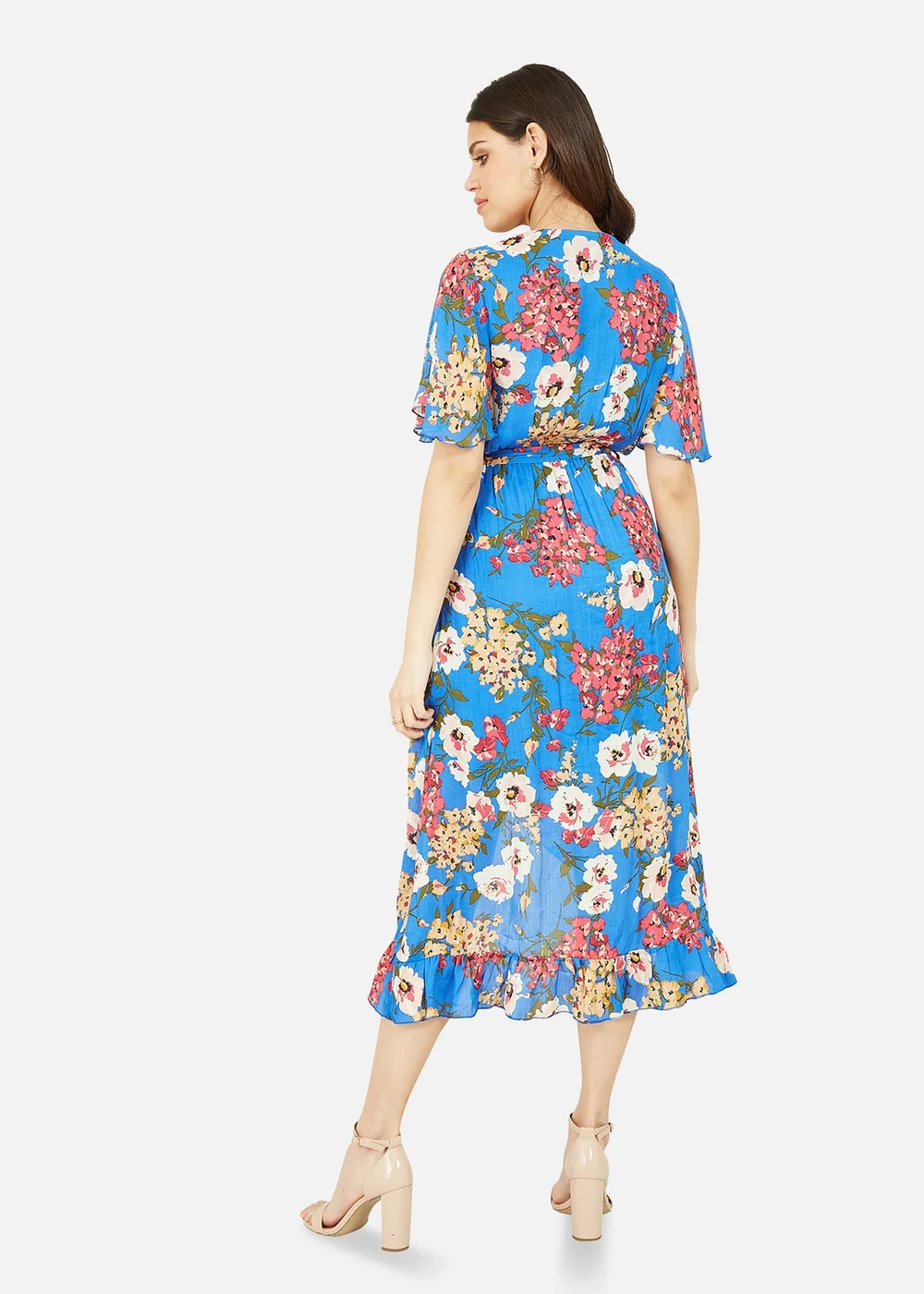 Mela Blue Bouquet Wrap Front Midi Dress - 10 Image 2