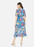 Mela Blue Bouquet Wrap Front Midi Dress - 10 Image 2