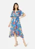 Mela Blue Bouquet Wrap Front Midi Dress - 10 Image 1