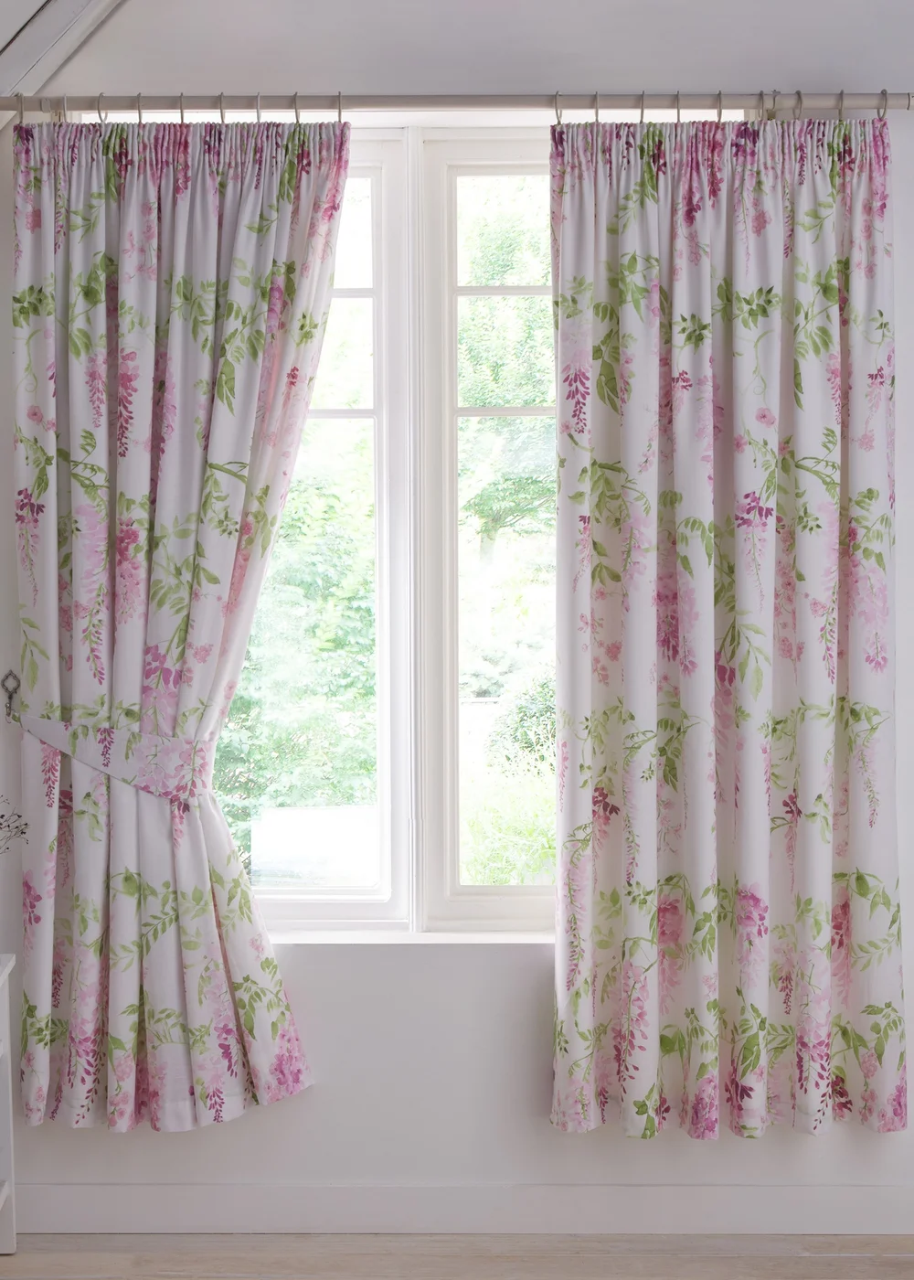 Dreams & Drapes Wisteria Pink Pencil Pleat Curtains With Tie-Backs - 66W X 72D (168x183cm) Image 1