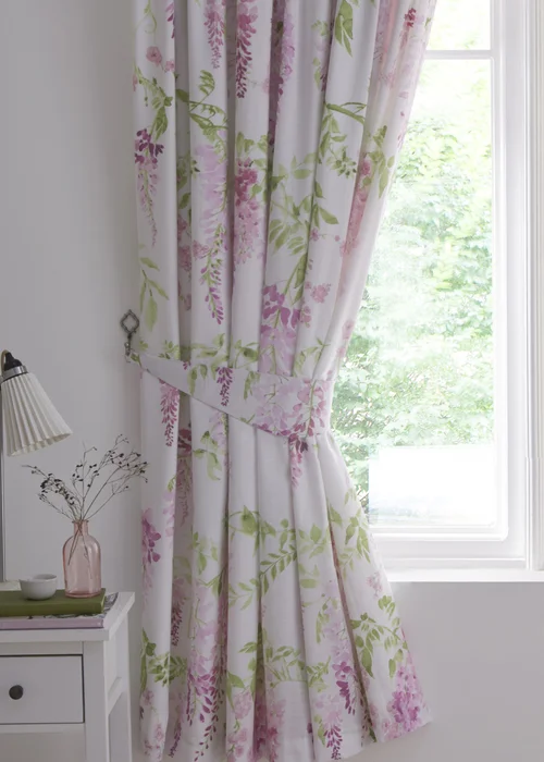 Dreams & Drapes Wisteria Pink Pencil Pleat Curtains With Tie-Backs - 66W X 72D (168x183cm) Image 3