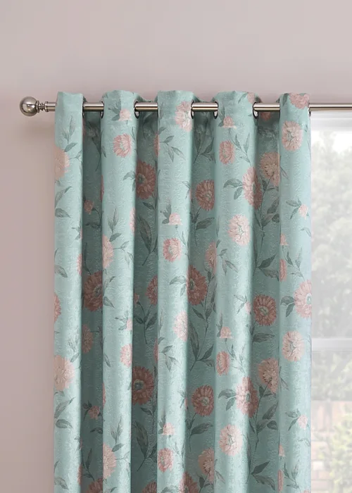 Dreams & Drapes Dahlia Dimout Blue Eyelet Curtains - 46W X 54D (117x137cm) Image 2