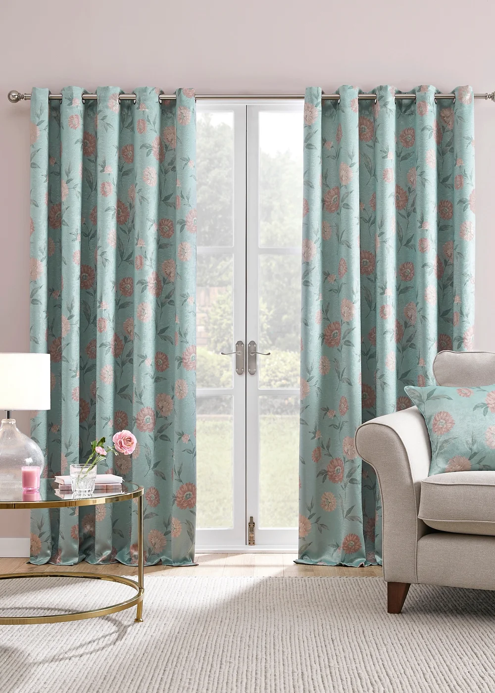 Dreams & Drapes Dahlia Dimout Blue Eyelet Curtains - 46W X 54D (117x137cm) Image 1