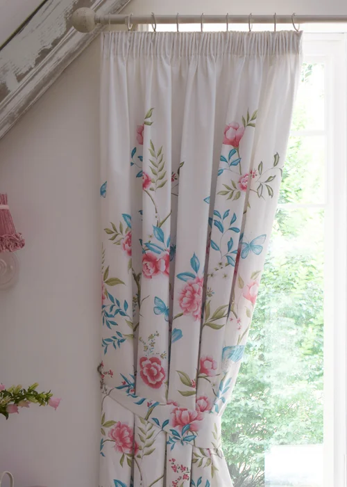 Dreams & Drapes Design Amelle Blue Pencil Pleat Curtains With Tie-Backs - 66W X 72D (168x183cm) Image 4