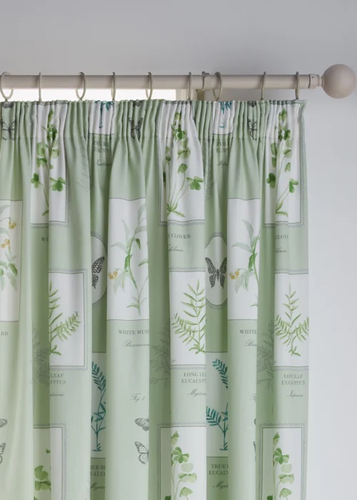 Dreams & Drapes Design Floral Garden Green Pencil Pleat Curtains With Tie-Backs - 66W X 72D (168x183cm) Image 2