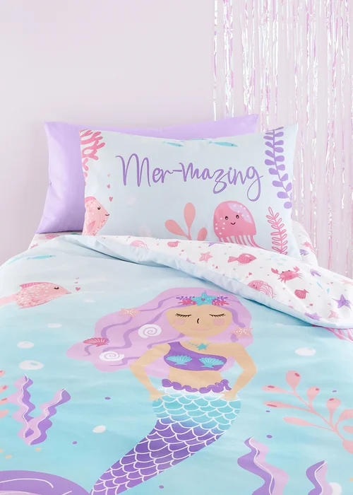 Bedlam Mermaid Vibes Aqua Duvet Cover Set - Single Image 2
