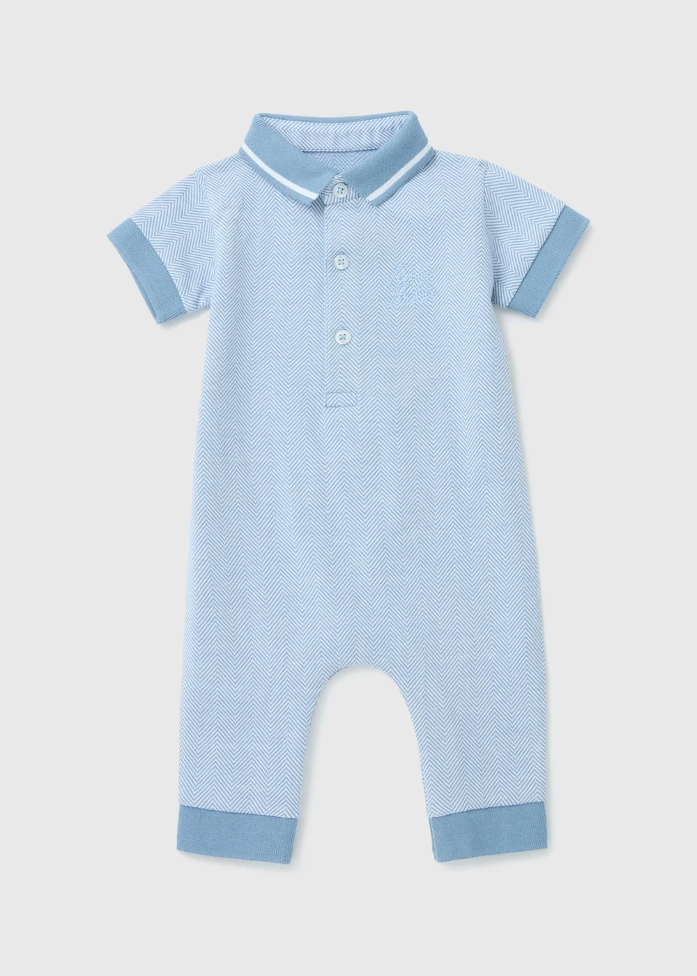 Baby Blue Tiny Boss Polo Romper (Newborn-18mths) - 0-3 months Image 1