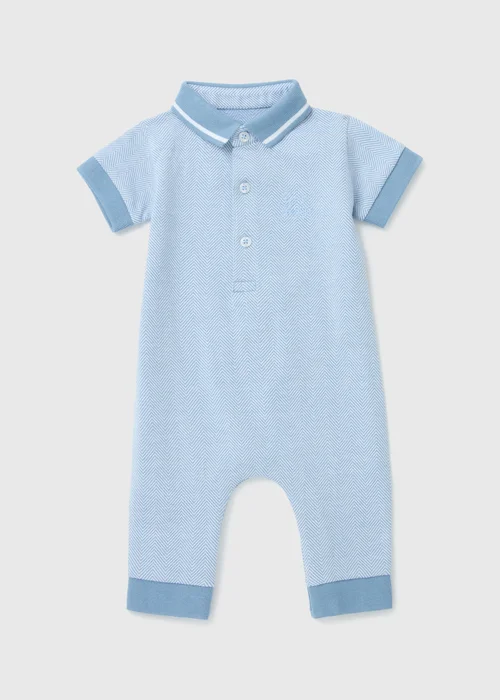 Baby Blue Tiny Boss Polo Romper (Newborn-18mths) - 0-3 months Image 1