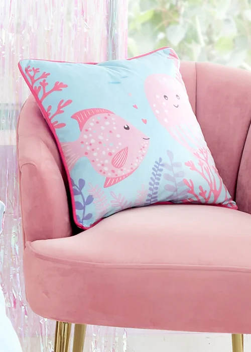 Bedlam Mermaid Vibes Velvet Pink Filled Cushion (43cm x 43cm) - 43W X 43D Image 2