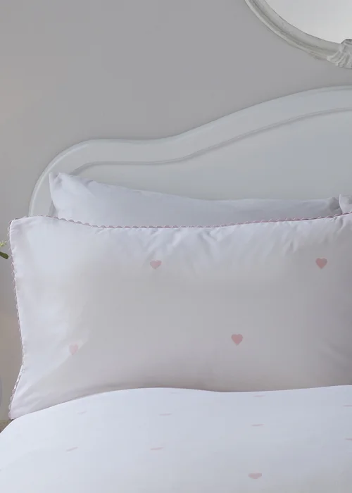 Serene Decorative Heart Pink Duvet Cover Set - Single Image 2