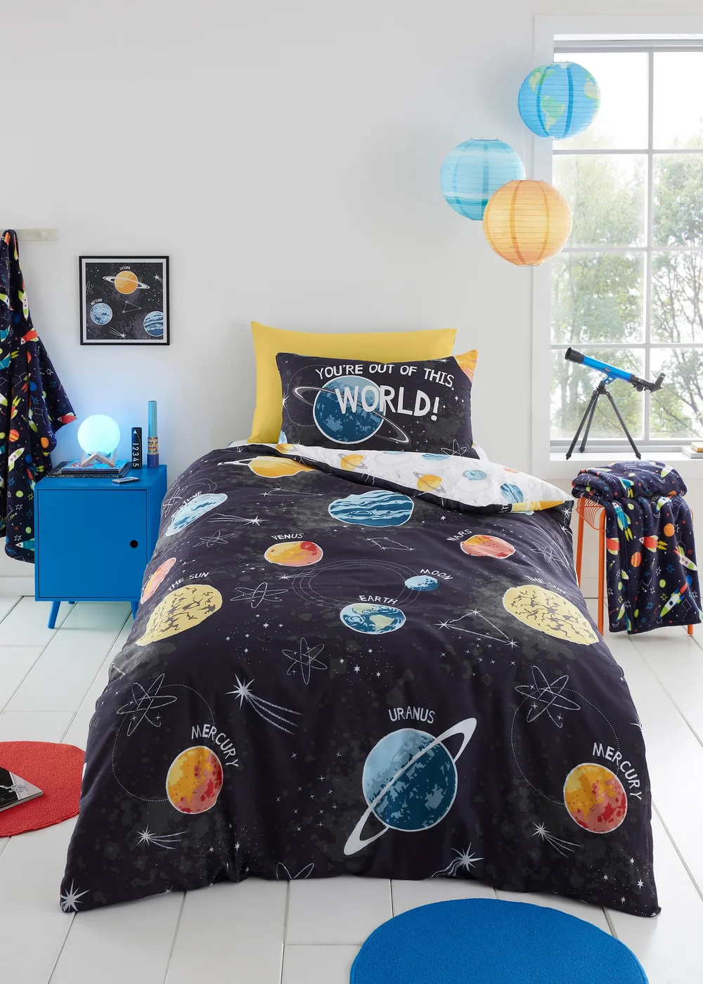 Bedlam Outer Space Black Duvet Cover Set - Single Image 1