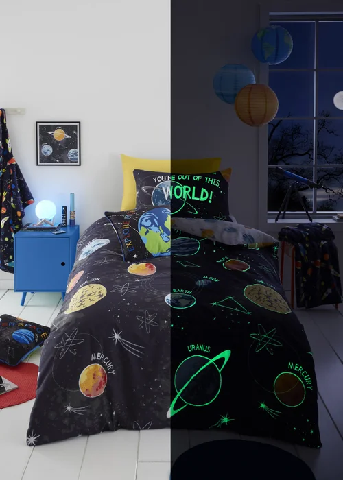 Bedlam Outer Space Black Duvet Cover Set - Single Image 2