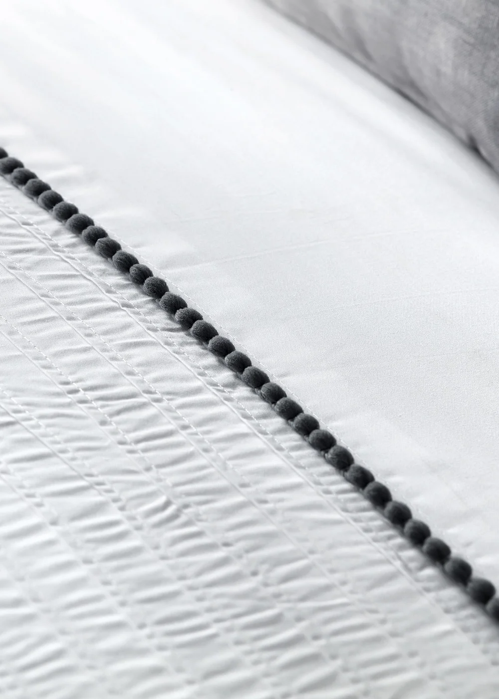 Serene Pom Pom Grey Duvet Cover Set - Double Image 3