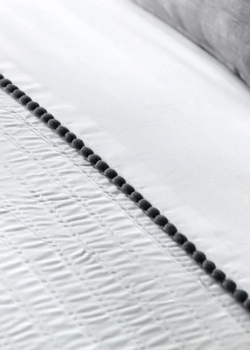 Serene Pom Pom Grey Duvet Cover Set - Double Image 3