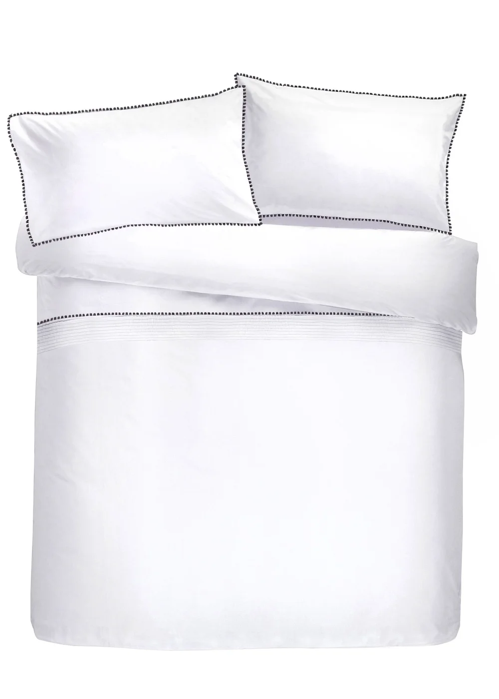 Serene Pom Pom Grey Duvet Cover Set - Double Image 2
