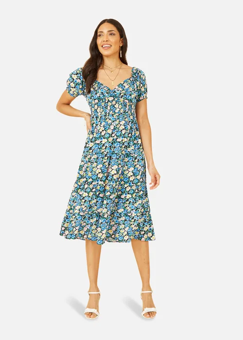 Mela Blue Floral Bardot Midi Dress - 8 Image 1