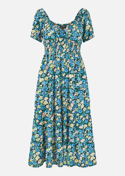 Mela Blue Floral Bardot Midi Dress - 8 Image 4
