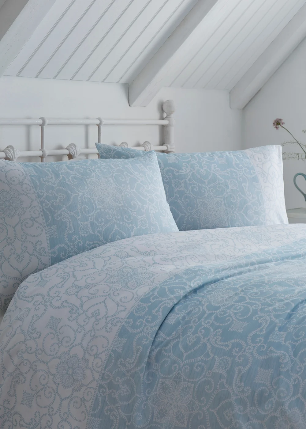 Dreams & Drapes Design Frampton Reversible Blue Duvet Cover Set - Single Image 2