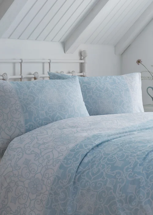 Dreams & Drapes Design Frampton Reversible Blue Duvet Cover Set - Single Image 2